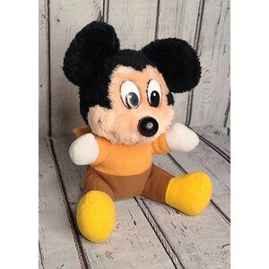 8" Vintage Mickey Mouse Christmas Carol Plush Stuffed Animal Disney Tiny Tim